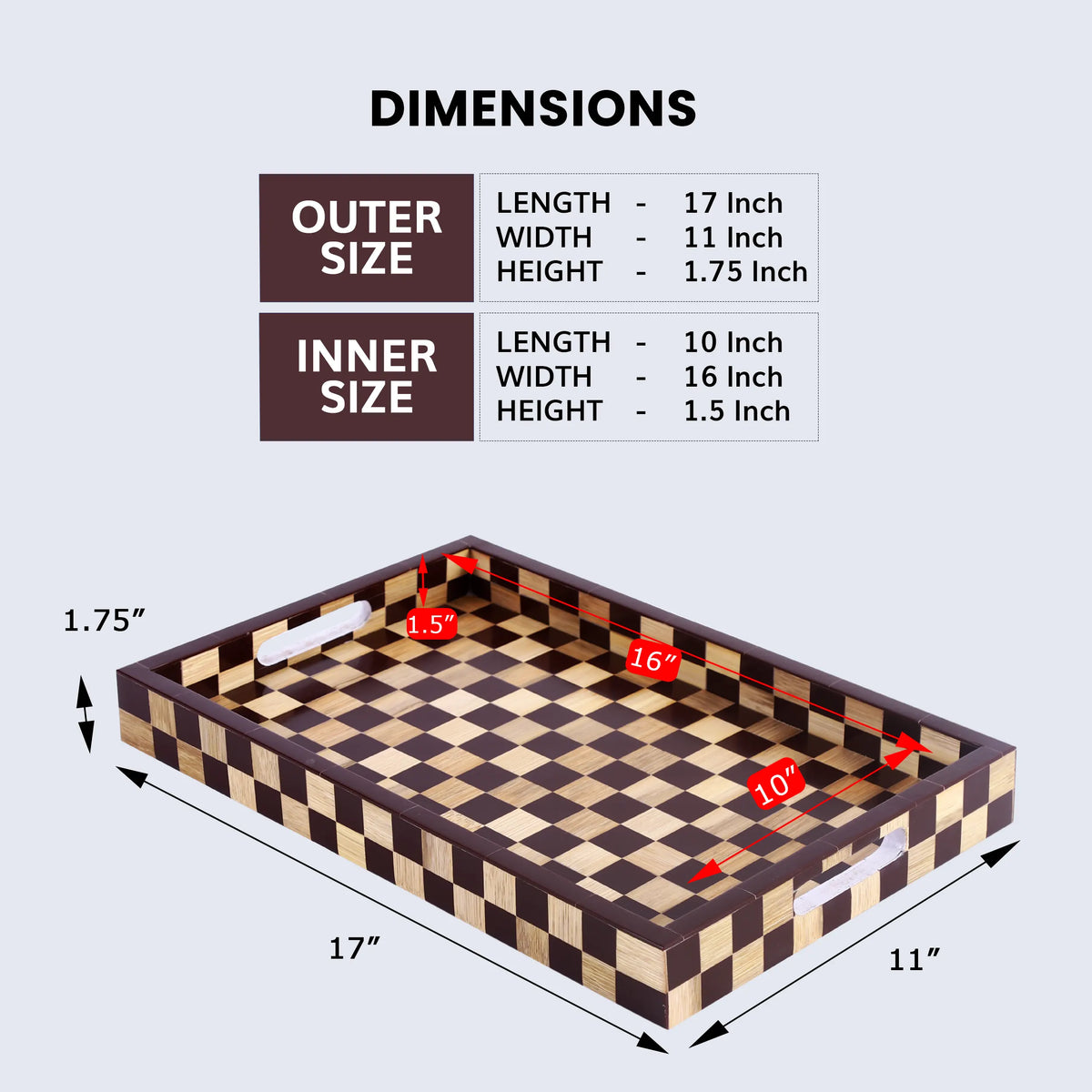 Brown Checkered Decorative Tray