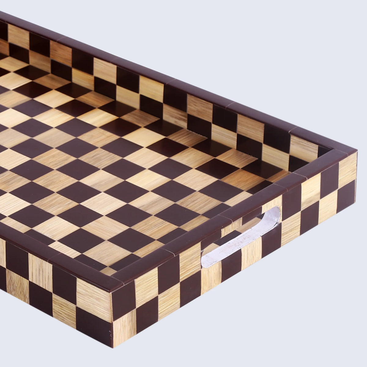 Brown Checkered Decorative Tray