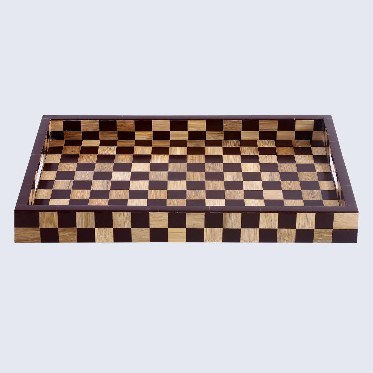 Brown Checkered Decorative Tray