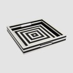 Tray in Black White Concentric Design, 2 sizes