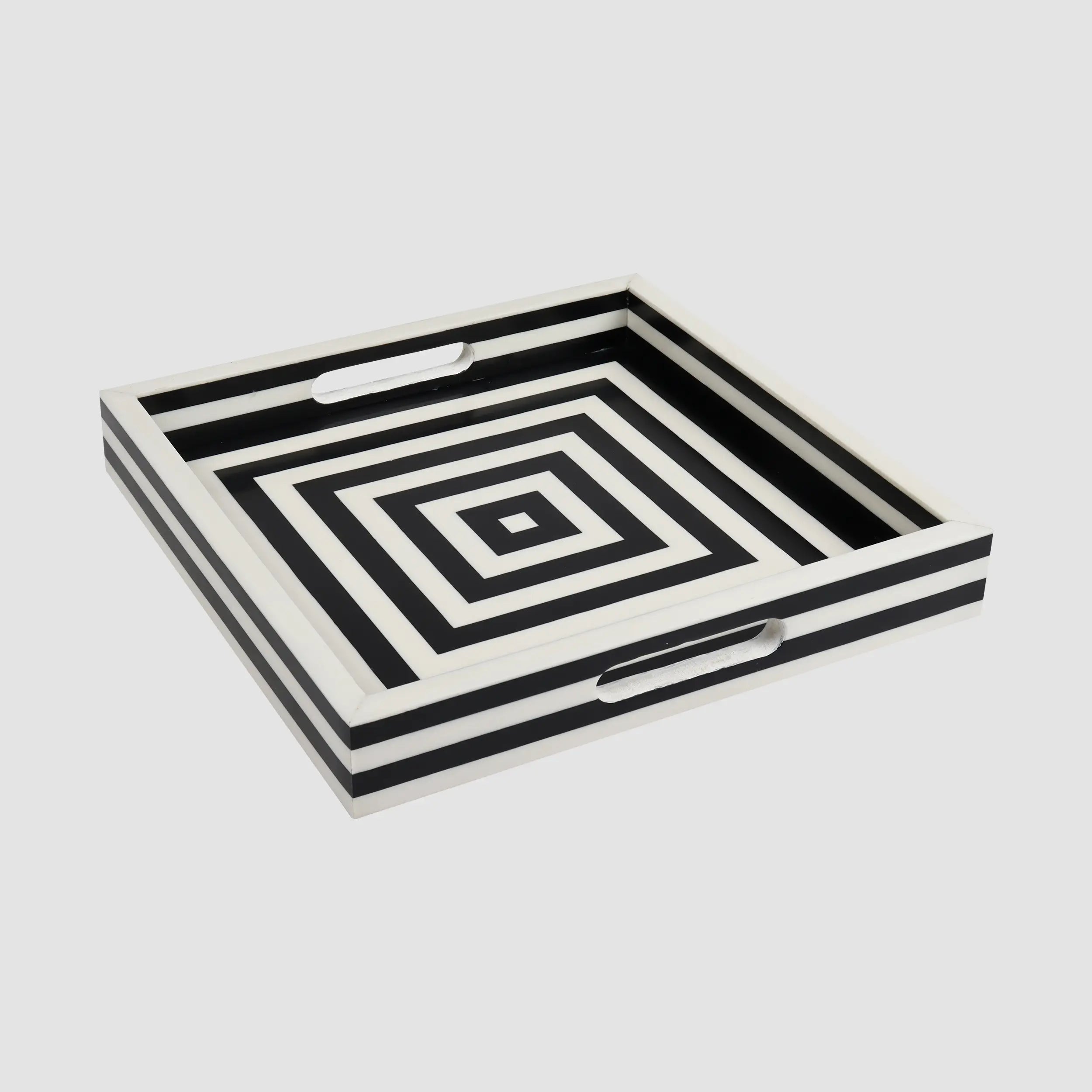 Tray in Black White Concentric Design, 2 sizes