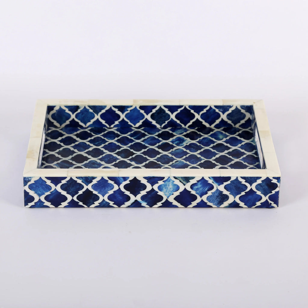 Moroccan Tray in Blue & White Design
