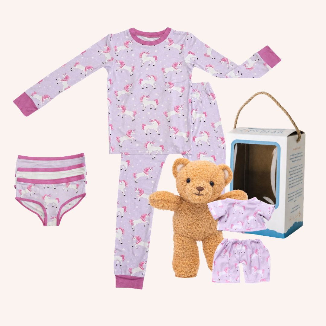 Unicorn Pajama with Bear Bundle