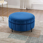 Upholstered Round Ottoman With Reversible Lid
