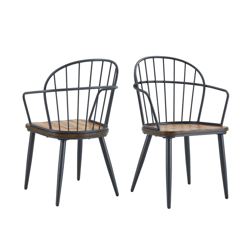 Dining Chair With Metal Legs And Birch (Set of 2) - Black / Natural