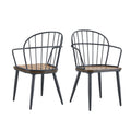 Dining Chair With Metal Legs And Birch (Set of 2) - Black / Natural