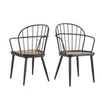 Dining Chair With Metal Legs And Birch (Set of 2) - Black / Natural