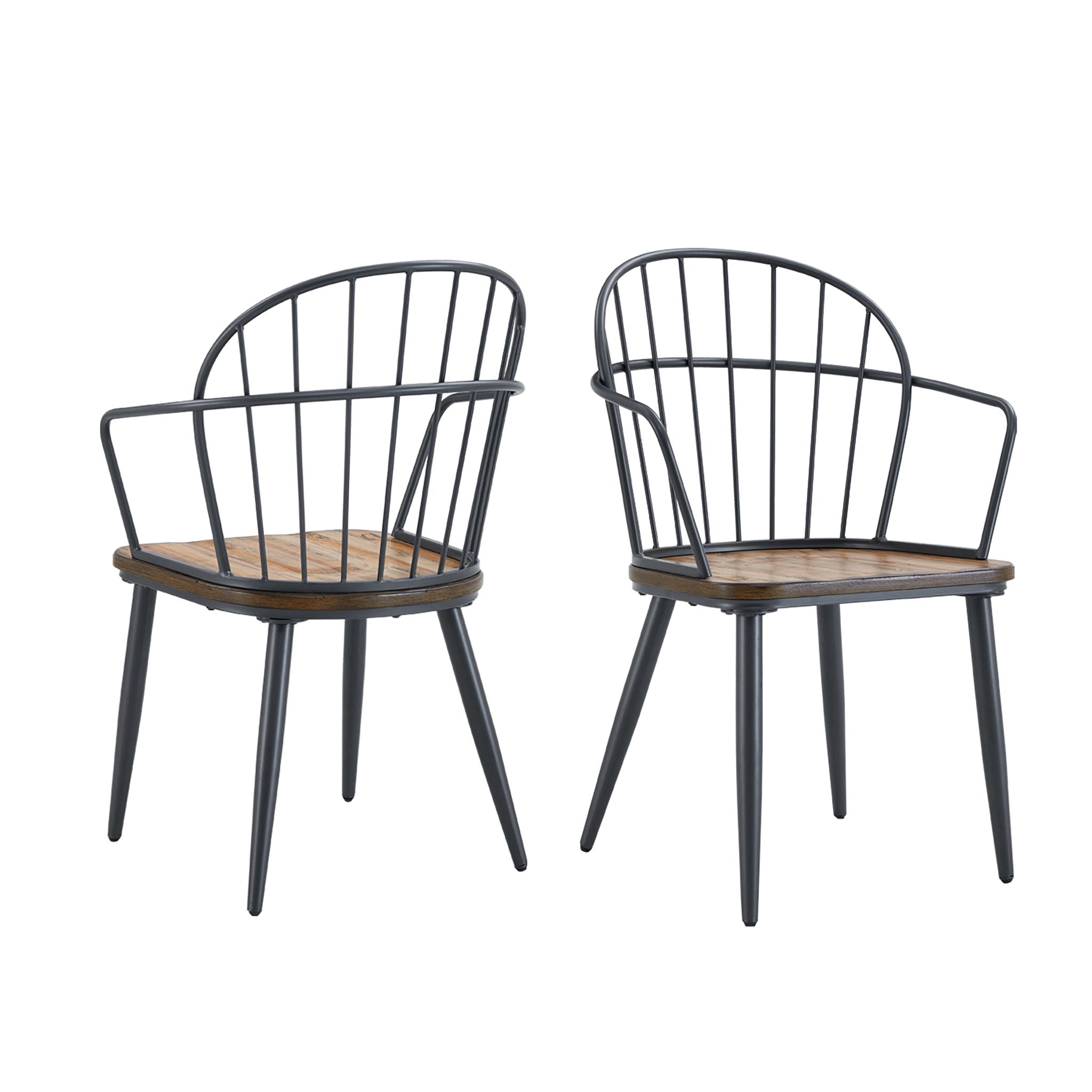 Dining Chair With Metal Legs And Birch (Set of 2) - Black / Natural