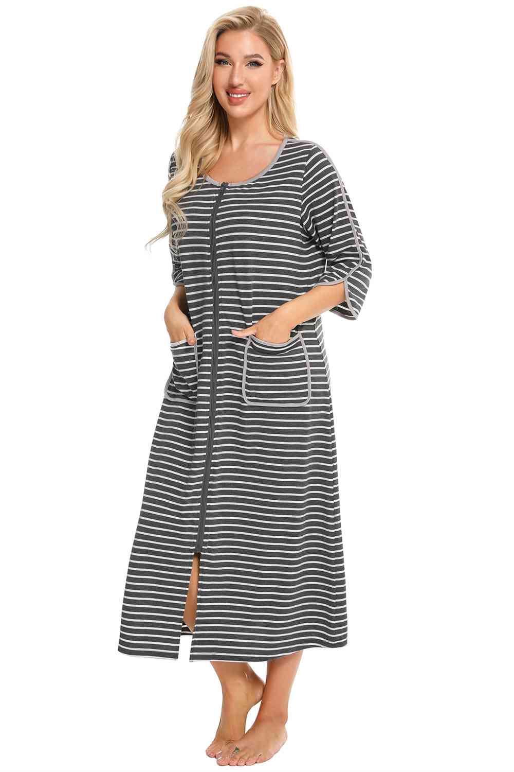 Pajama Dress with Round Neck
