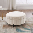 Upholstered Round Ottoman With Reversible Lid