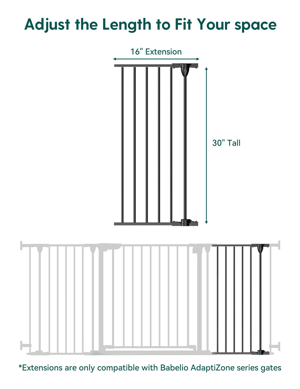 AdaptiZone | Extra Wide Mounted Baby Gate for Irregular Spaces by Babelio
