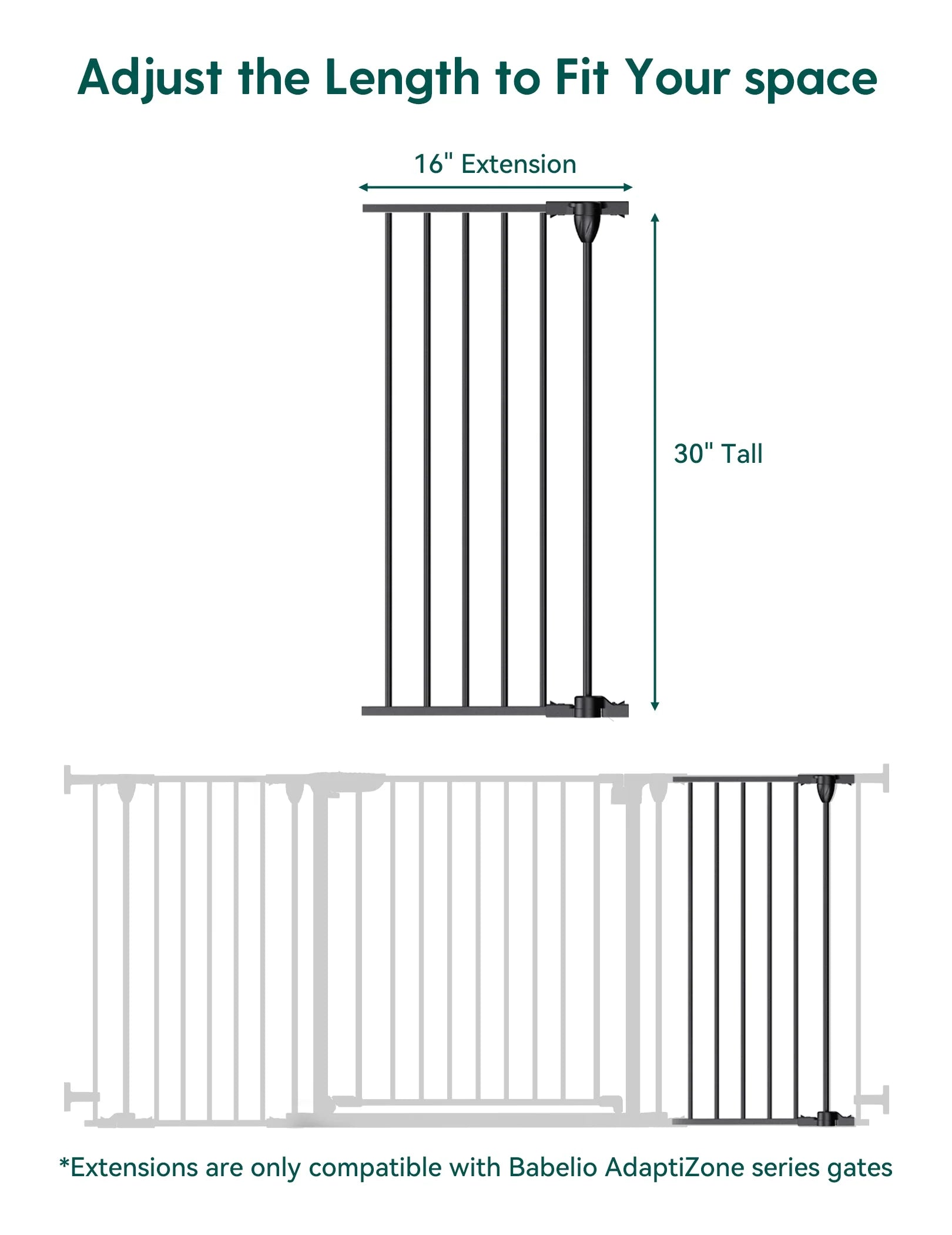 AdaptiZone | Extra Wide Mounted Baby Gate for Irregular Spaces by Babelio
