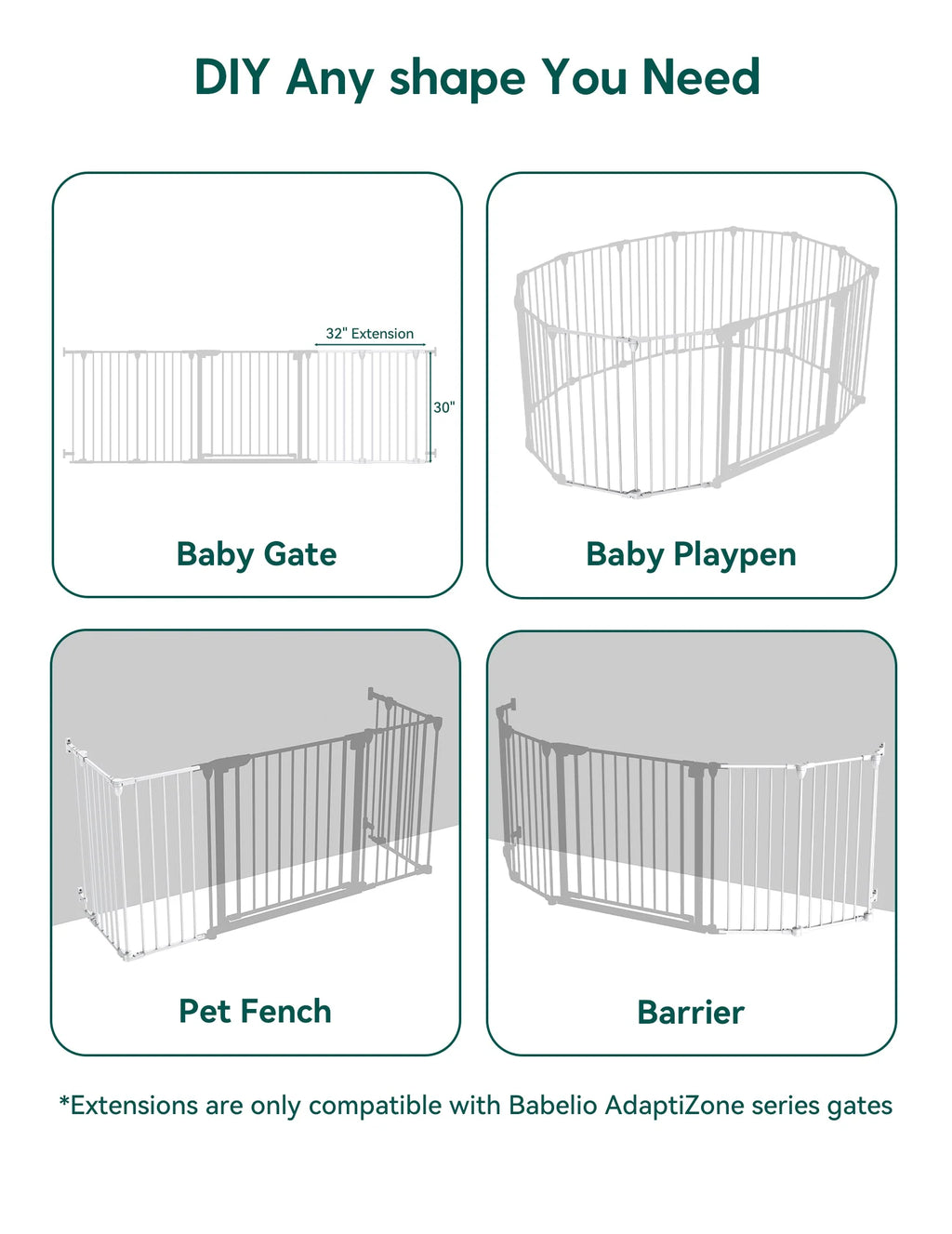 AdaptiZone | Extra Wide Mounted Baby Gate for Irregular Spaces by Babelio