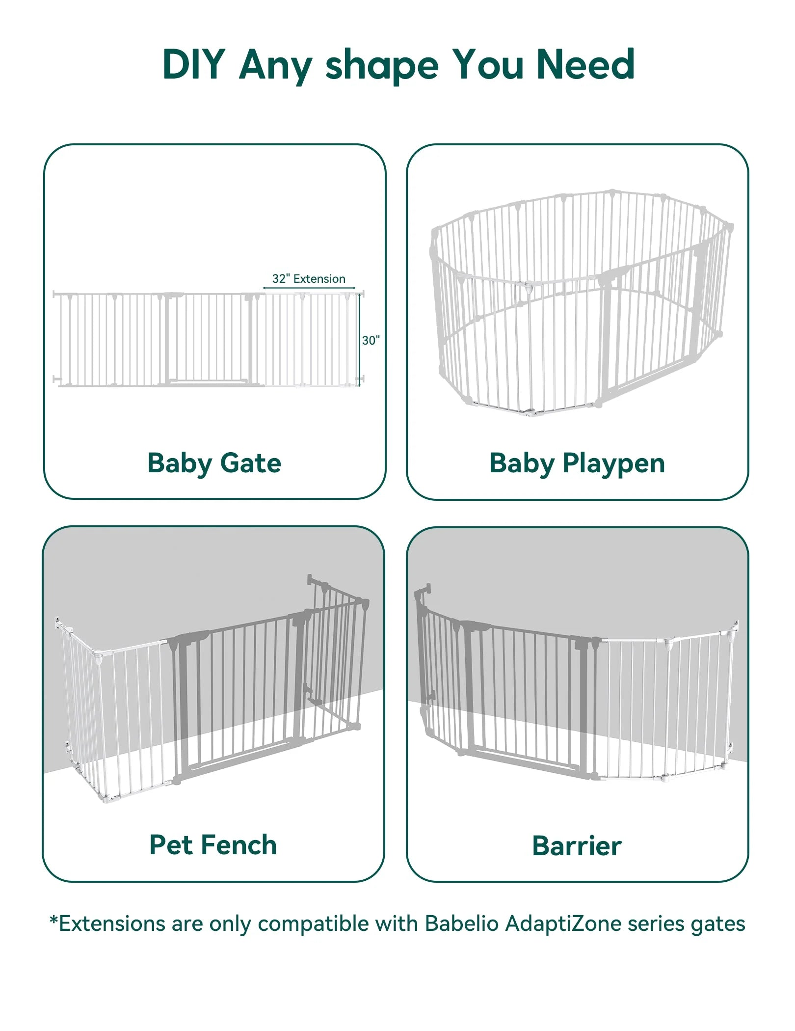 AdaptiZone | Extra Wide Mounted Baby Gate for Irregular Spaces by Babelio