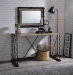 Rustic Oak Desk with Black Metal Chain Legs