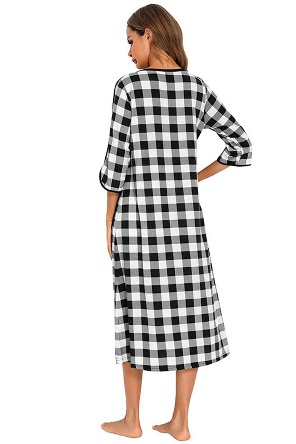 Pajama Dress with Round Neck