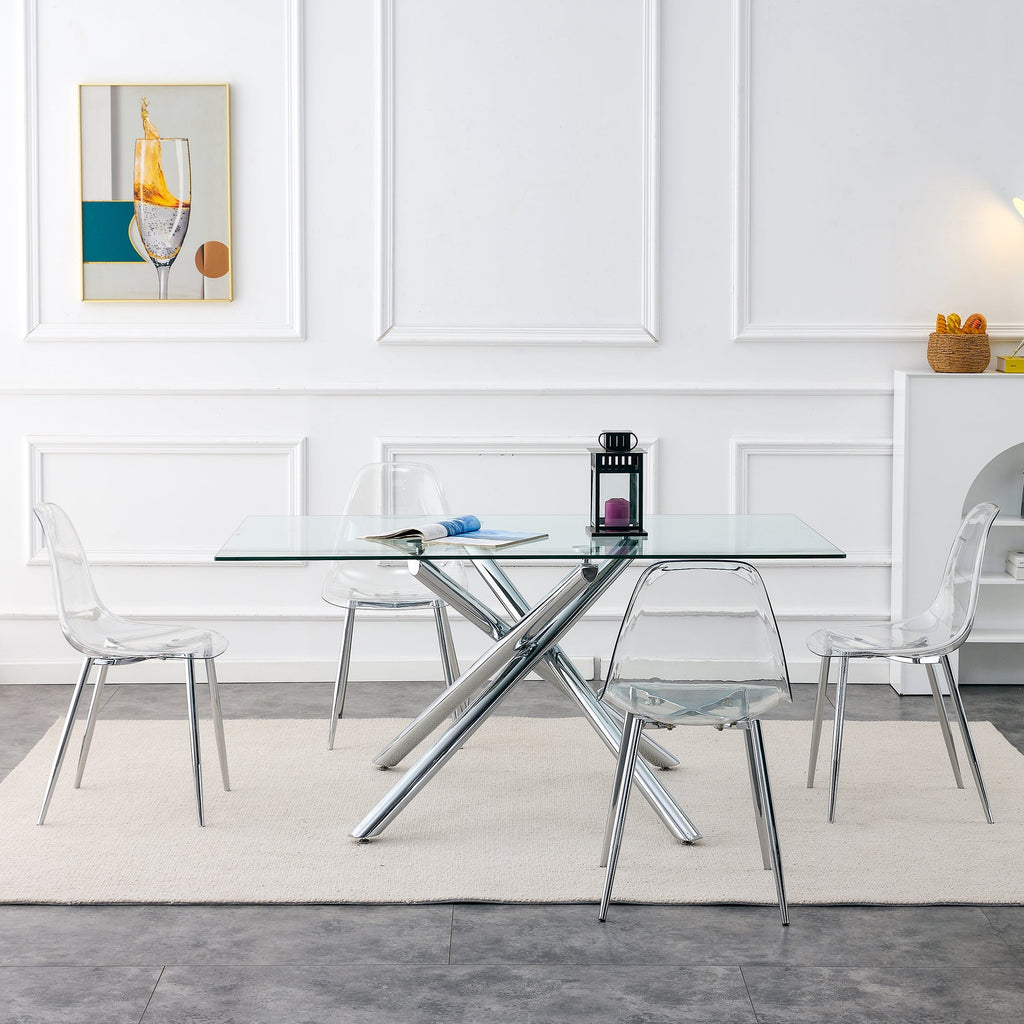 Transparent Dining Chairs, 6 pc Set
