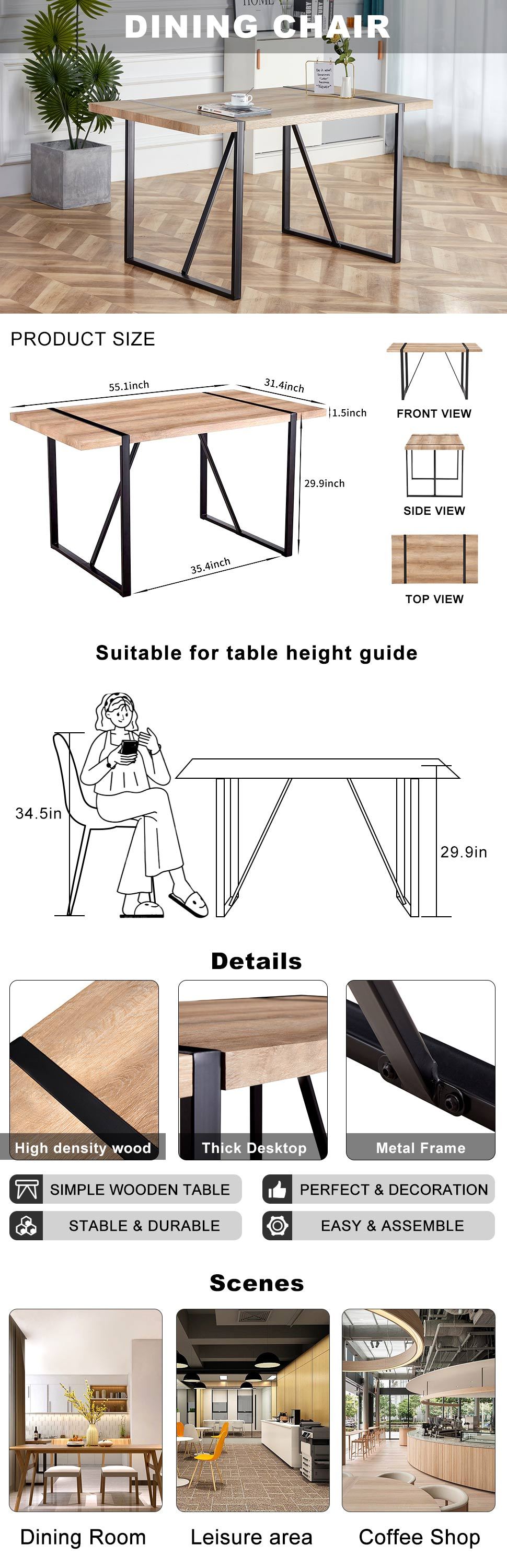 Table with Stylish Metal Frame