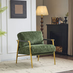 Modern Accent Chair With Plush Cushions and Wooden Armrests