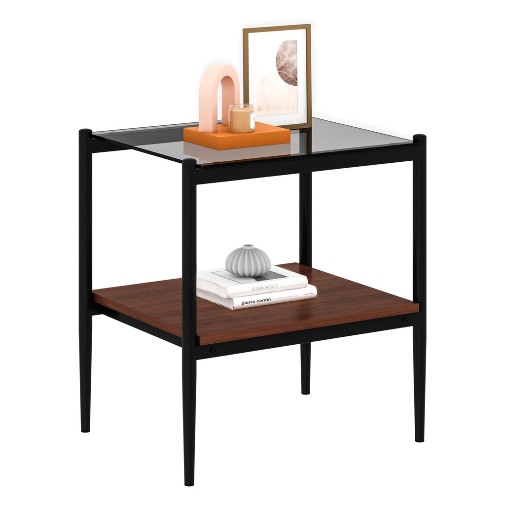 End Table Gray Glass, set of 2