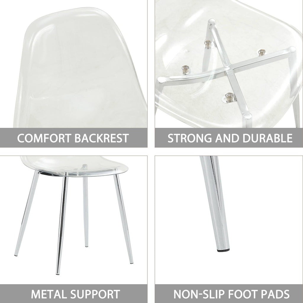 Transparent Dining Chairs, 6 pc Set