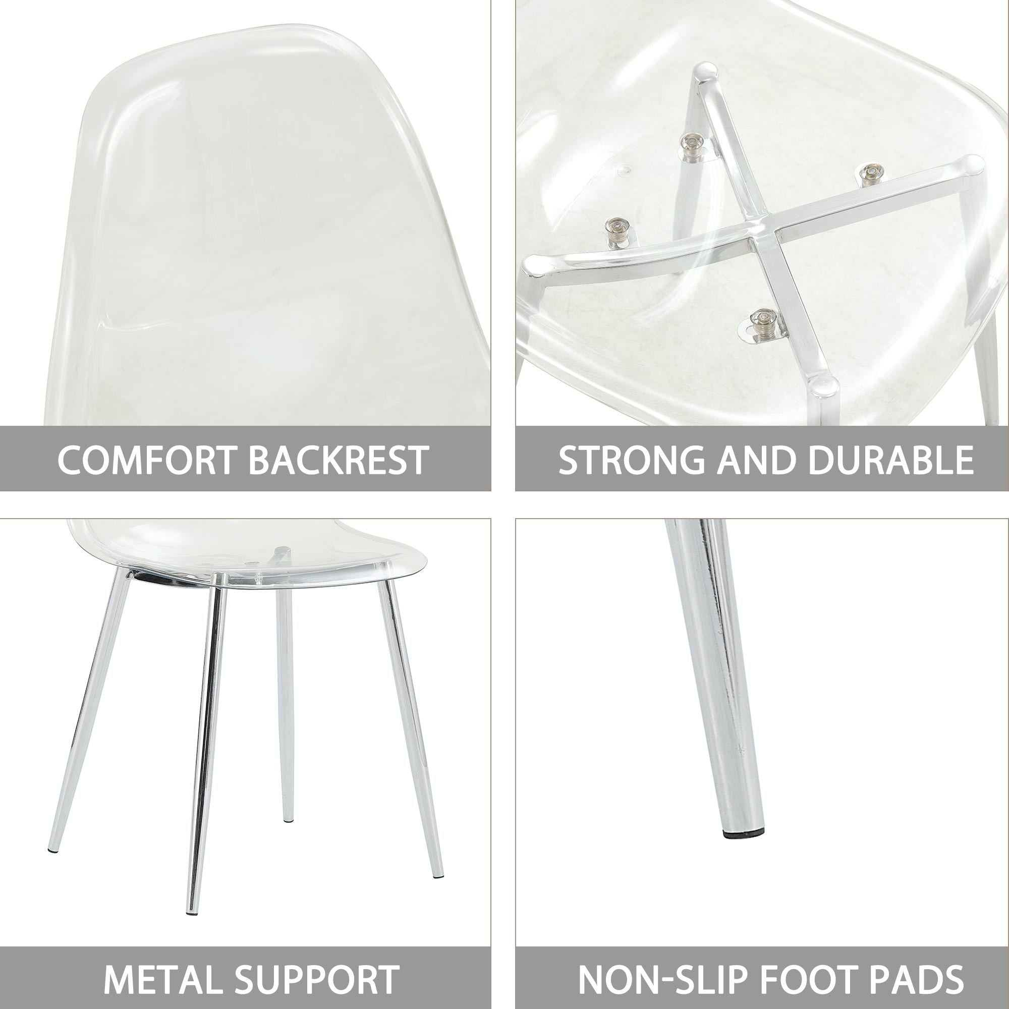 Transparent Dining Chairs, 6 pc Set