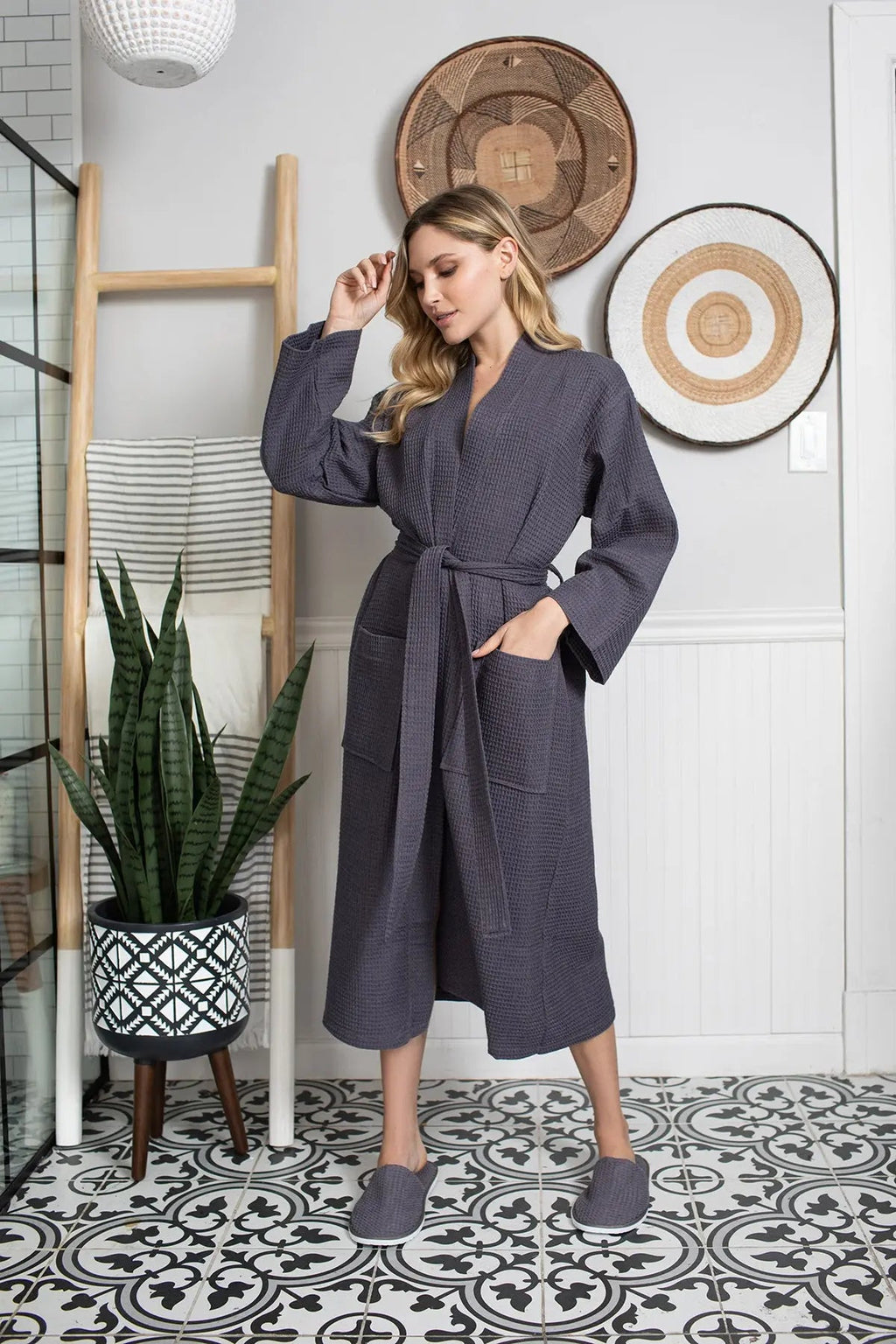 Waffle Spa Robe by Lotus Linen– Lightweight, Quick-Dry Spa Comfort