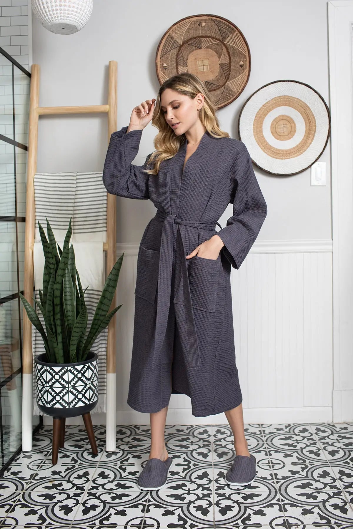 Waffle Spa Robe by Lotus Linen– Lightweight, Quick-Dry Spa Comfort