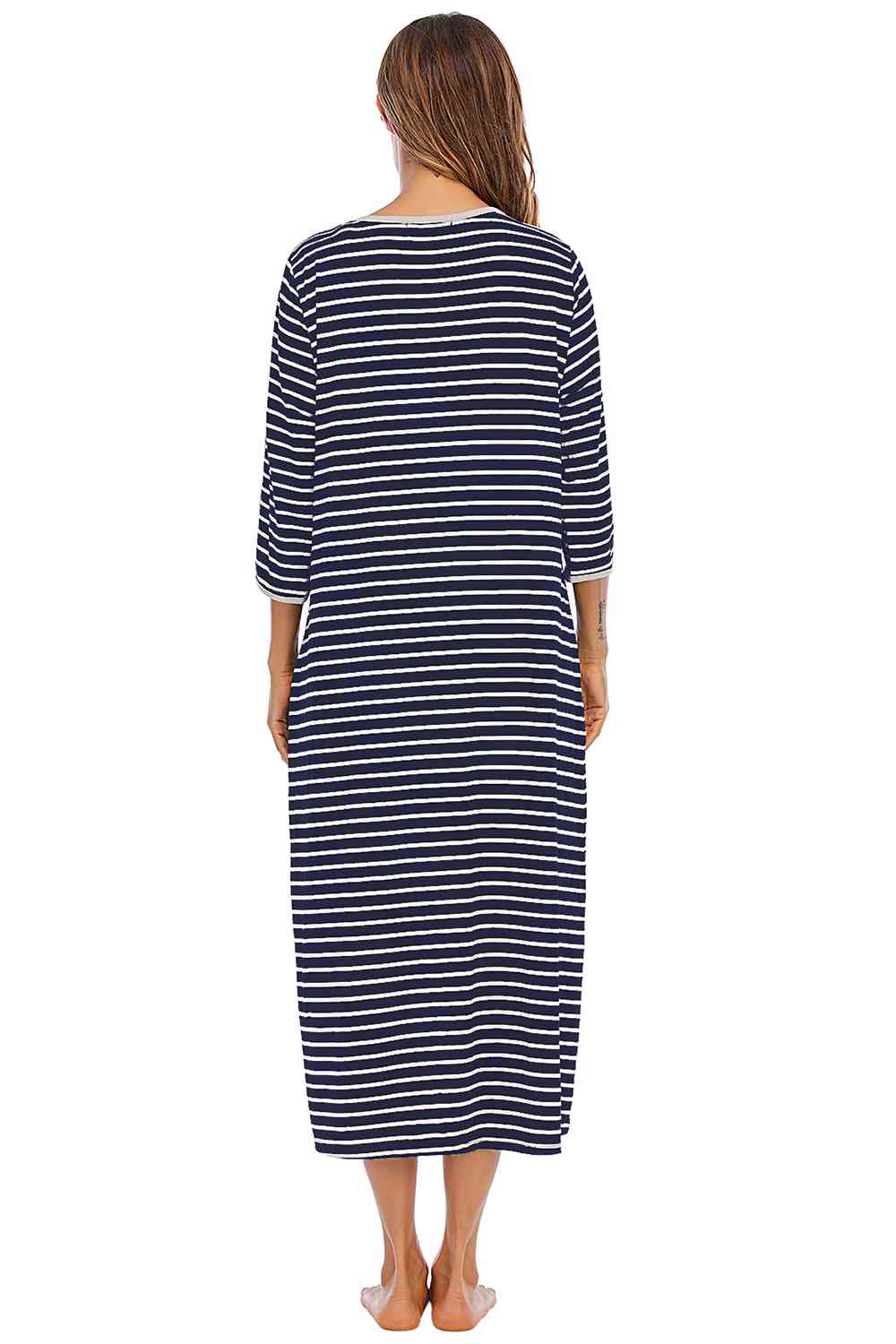 Pajama Dress with Round Neck