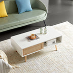 Rattan Coffee table with sliding door storage
