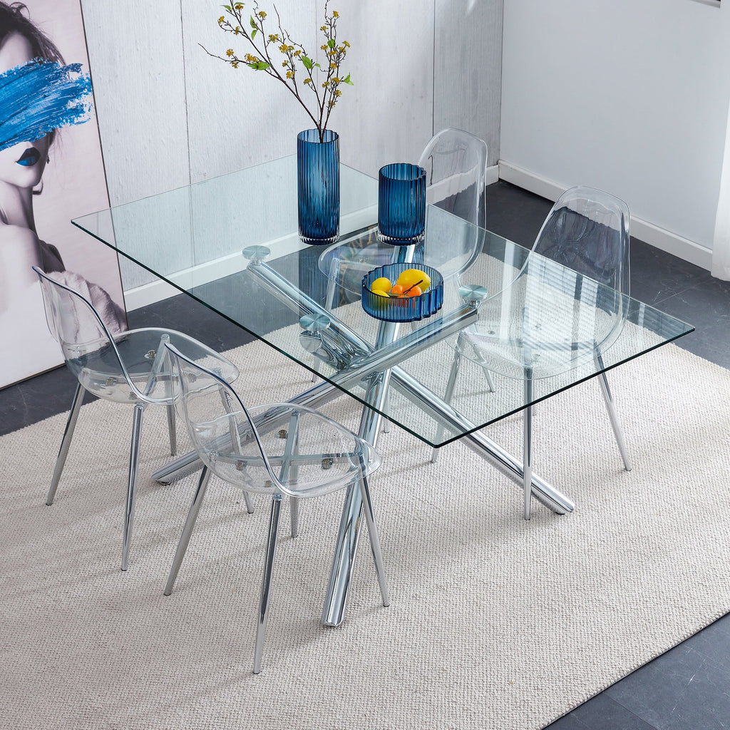 Transparent Dining Chairs, 6 pc Set