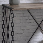 Rustic Oak Desk with Black Metal Chain Legs