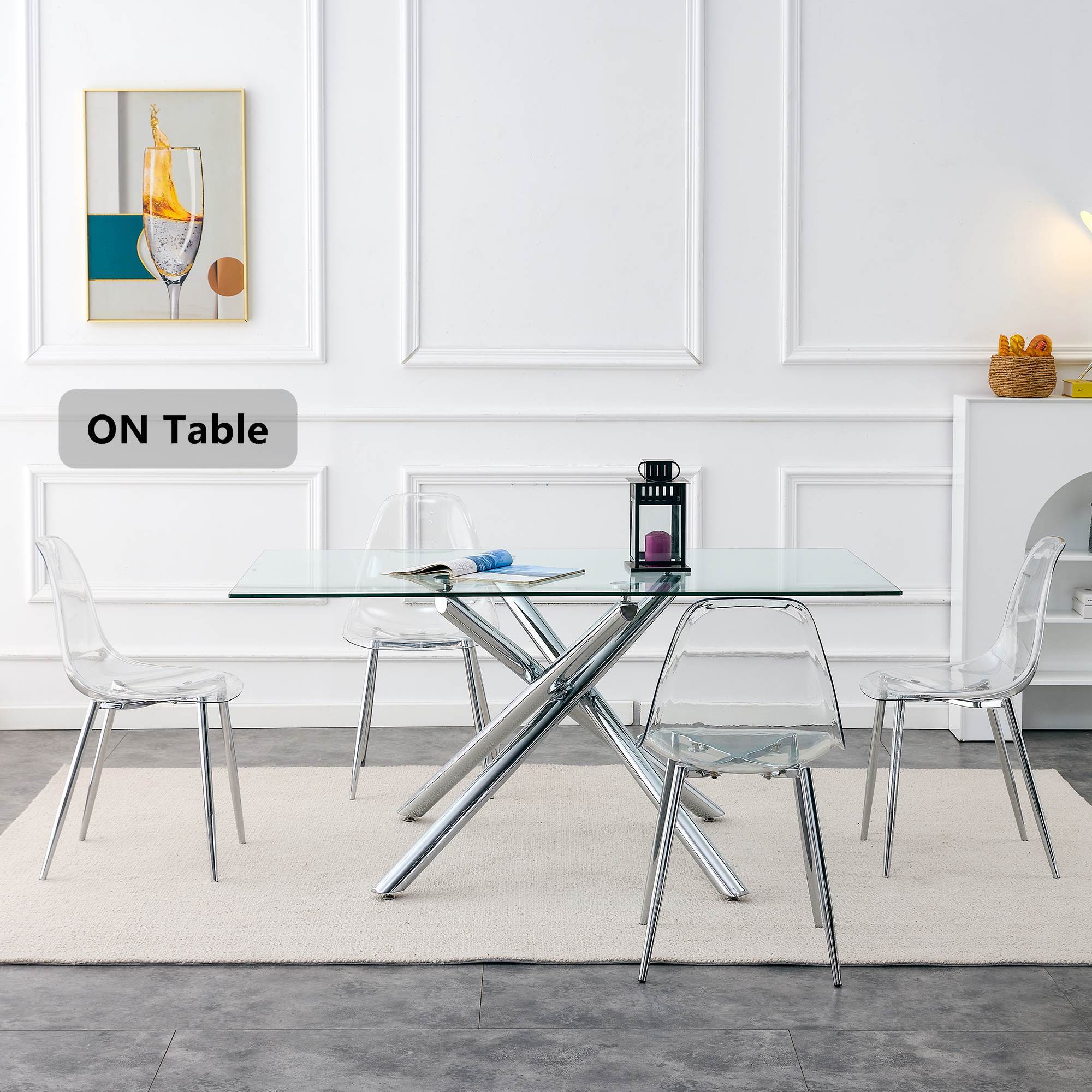 Transparent Dining Chairs, 6 pc Set
