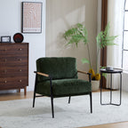 Modern Accent Chair With Plush Cushions and Wooden Armrests