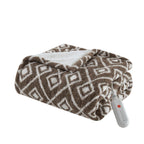 Heated Throw, Chocolate Geometric Pattern