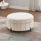 Upholstered Round Ottoman With Reversible Lid