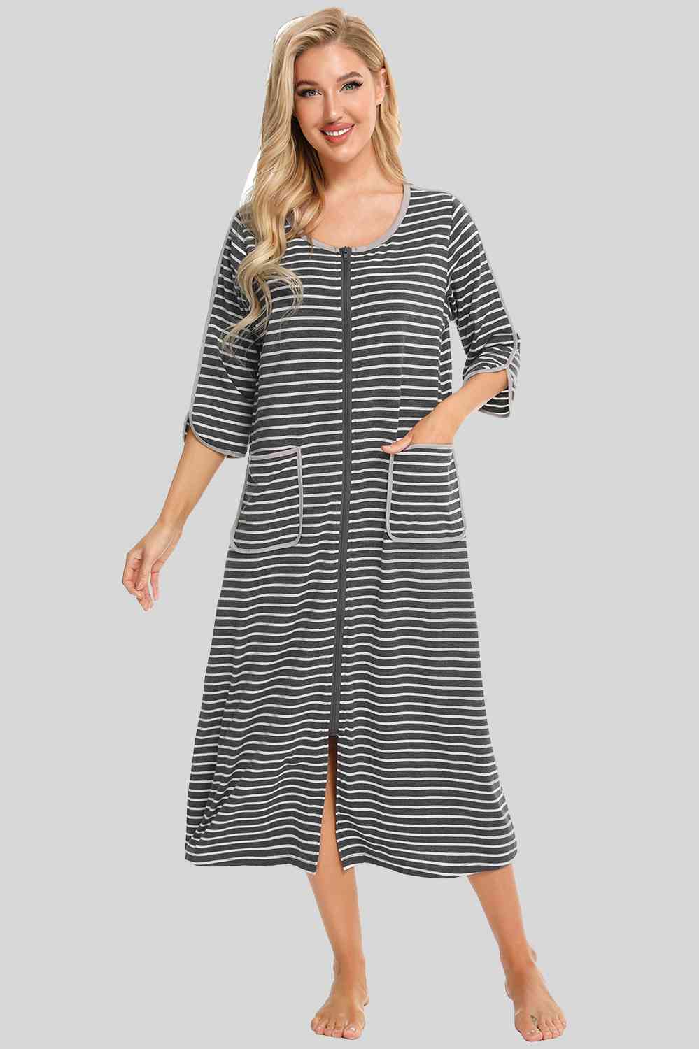 Pajama Dress with Round Neck