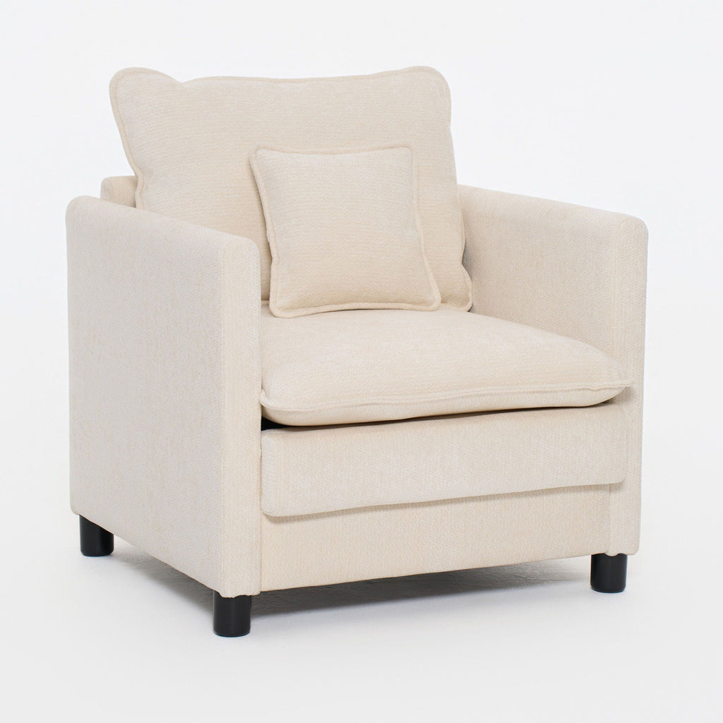 Modern Reading Armchair with Cushion, Beige