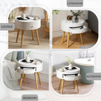 Nightingale 18"H Table with Drawer & Oak Legs, White