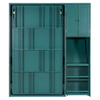 Rotating Wall Murphy Beds with Bookshelf, Teal (TWIN)