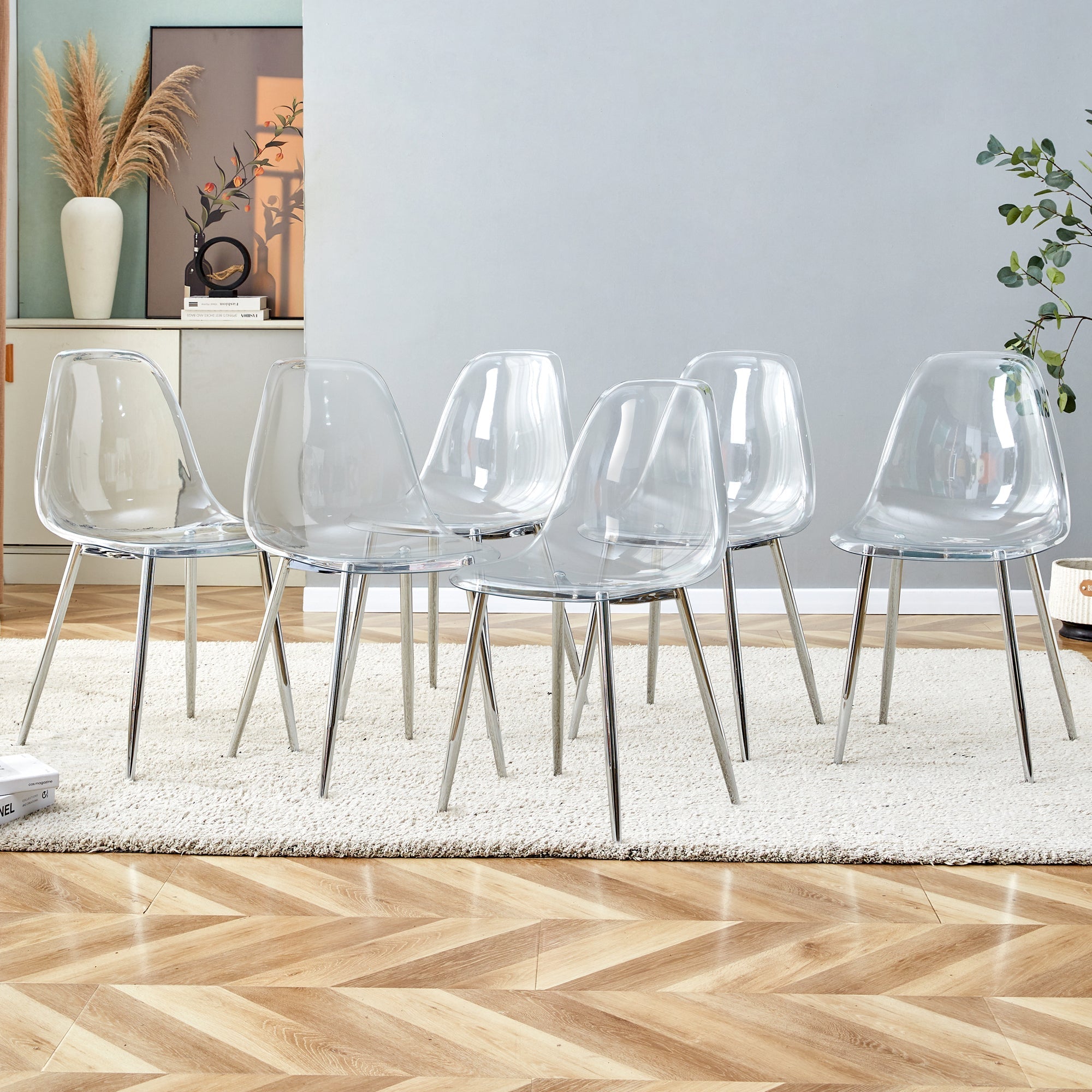 Transparent Dining Chairs, 6 pc Set