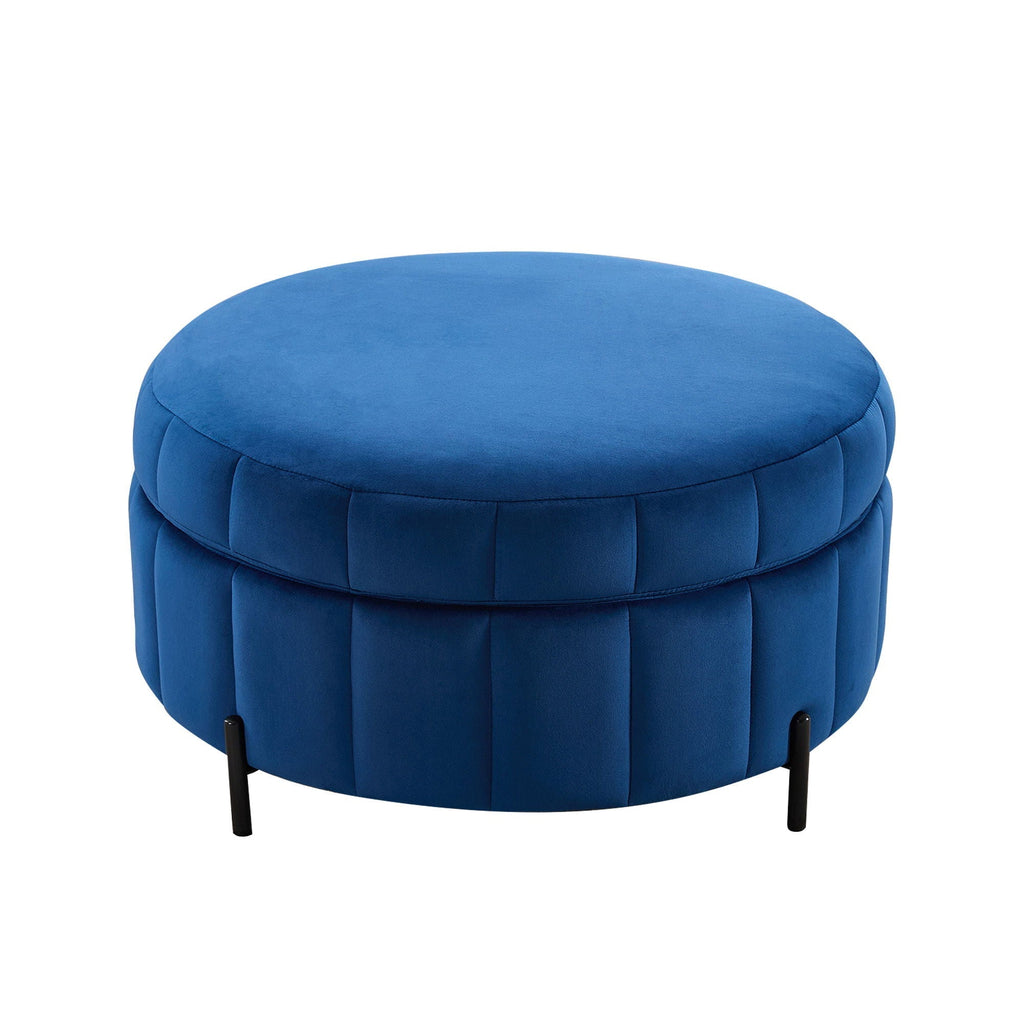 Upholstered Round Ottoman With Reversible Lid