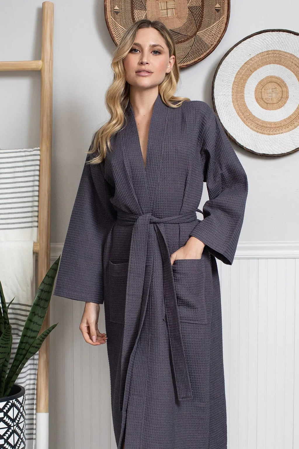 Waffle Spa Robe by Lotus Linen– Lightweight, Quick-Dry Spa Comfort