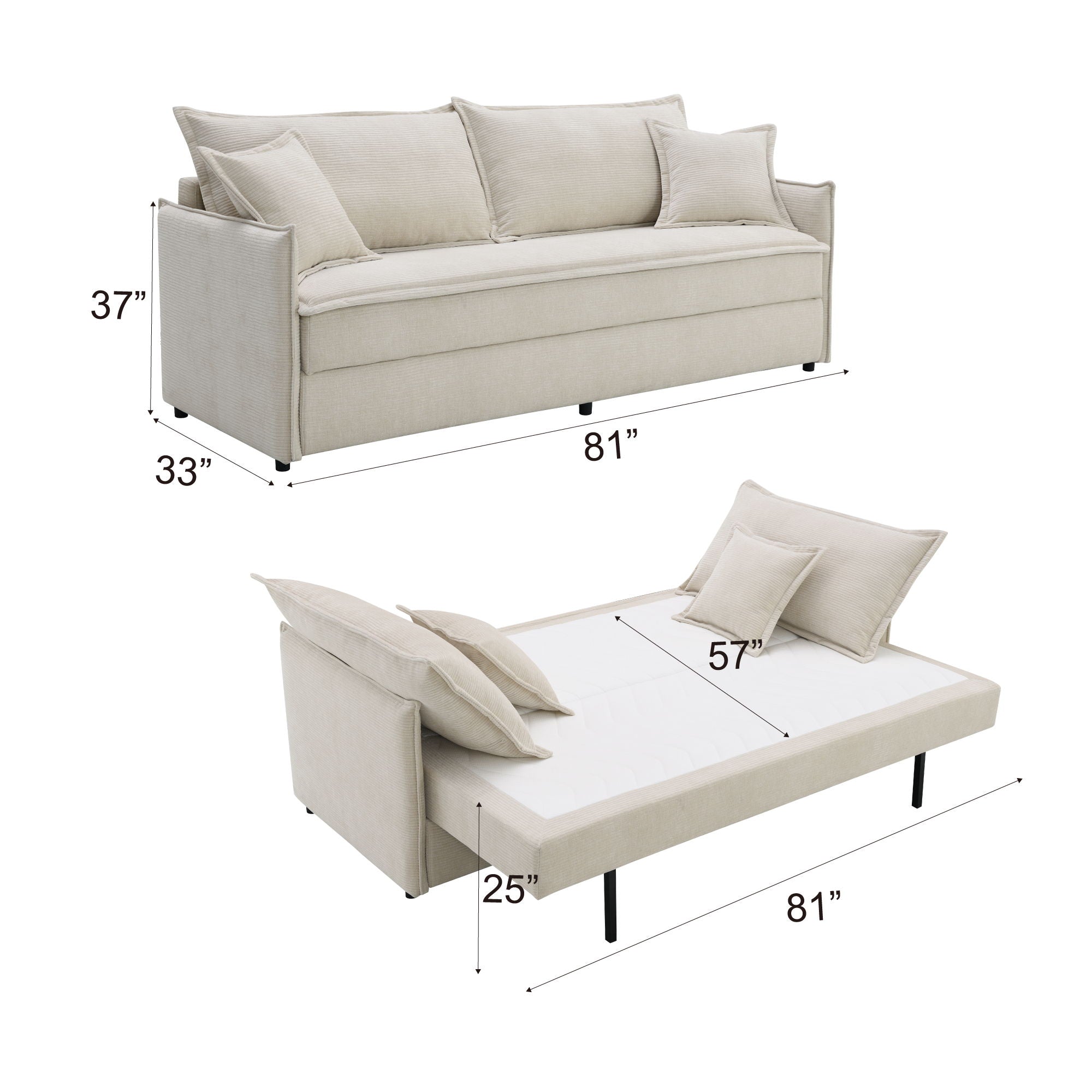 Elisea Sleeper Sectional Sofa With 2 Accent Pillows