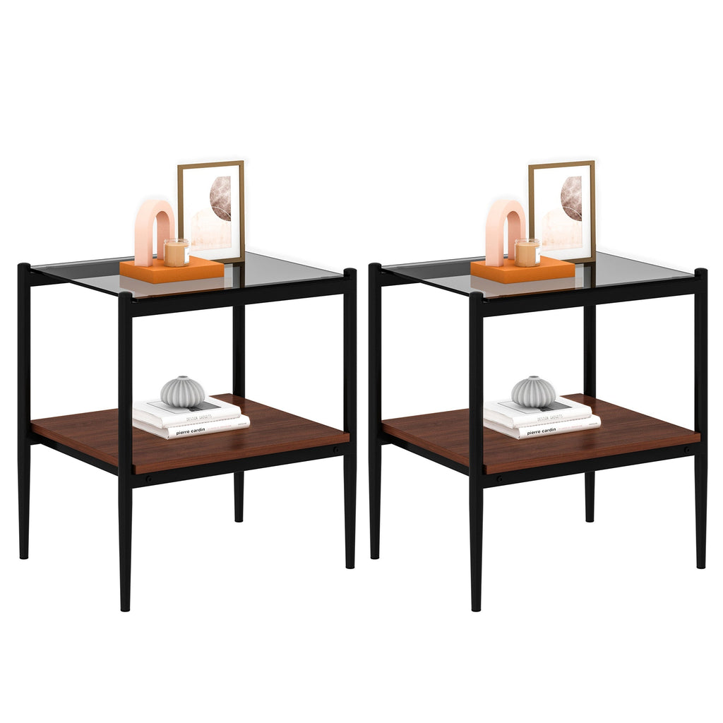 End Table Gray Glass, set of 2