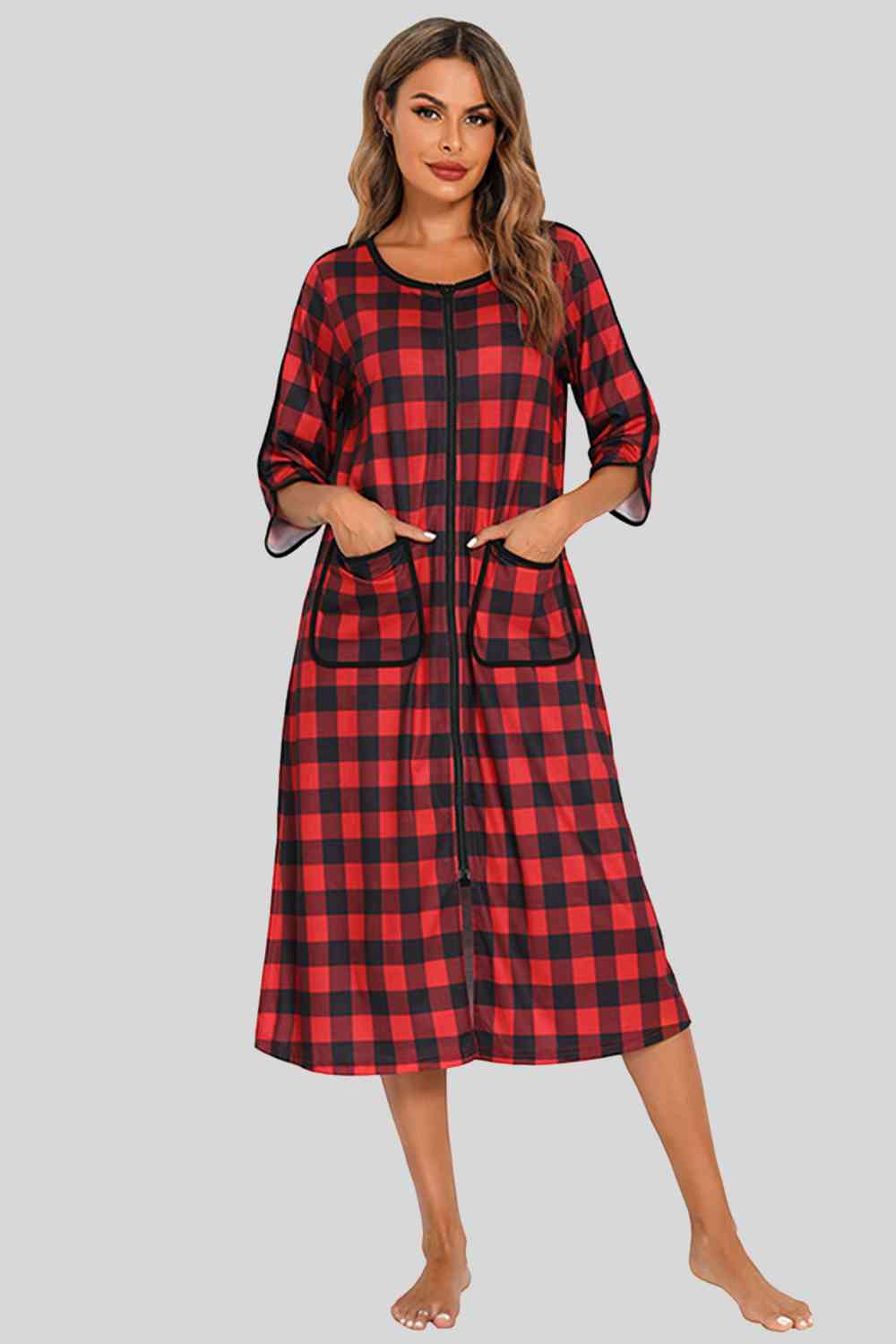 Pajama Dress with Round Neck