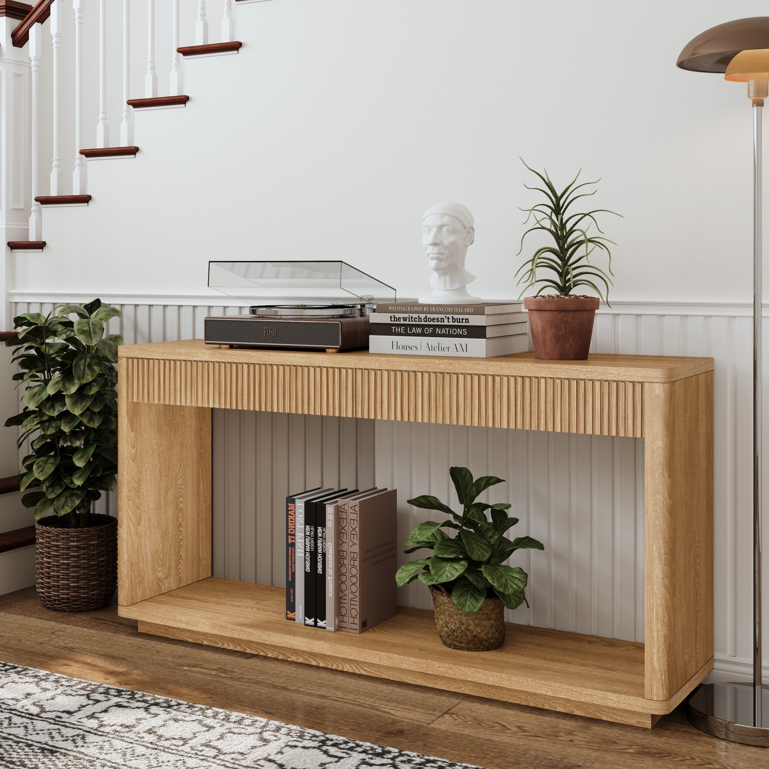 Fluted Console Table with 2-Drawers