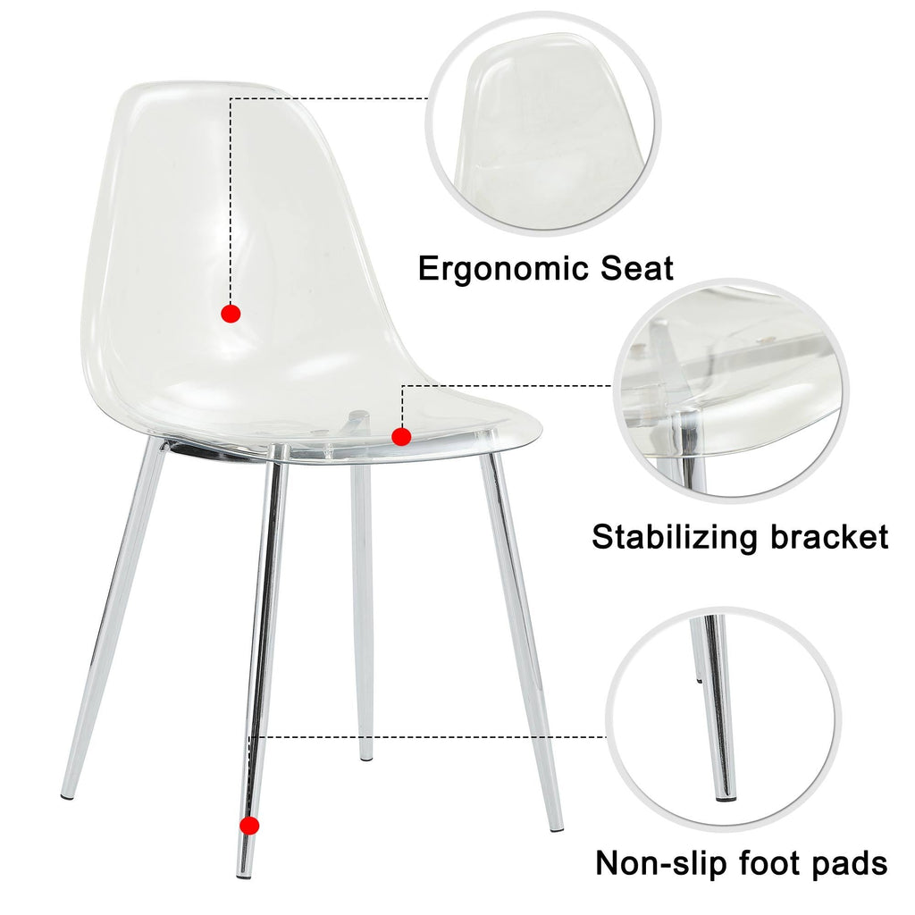 Transparent Dining Chairs, 6 pc Set