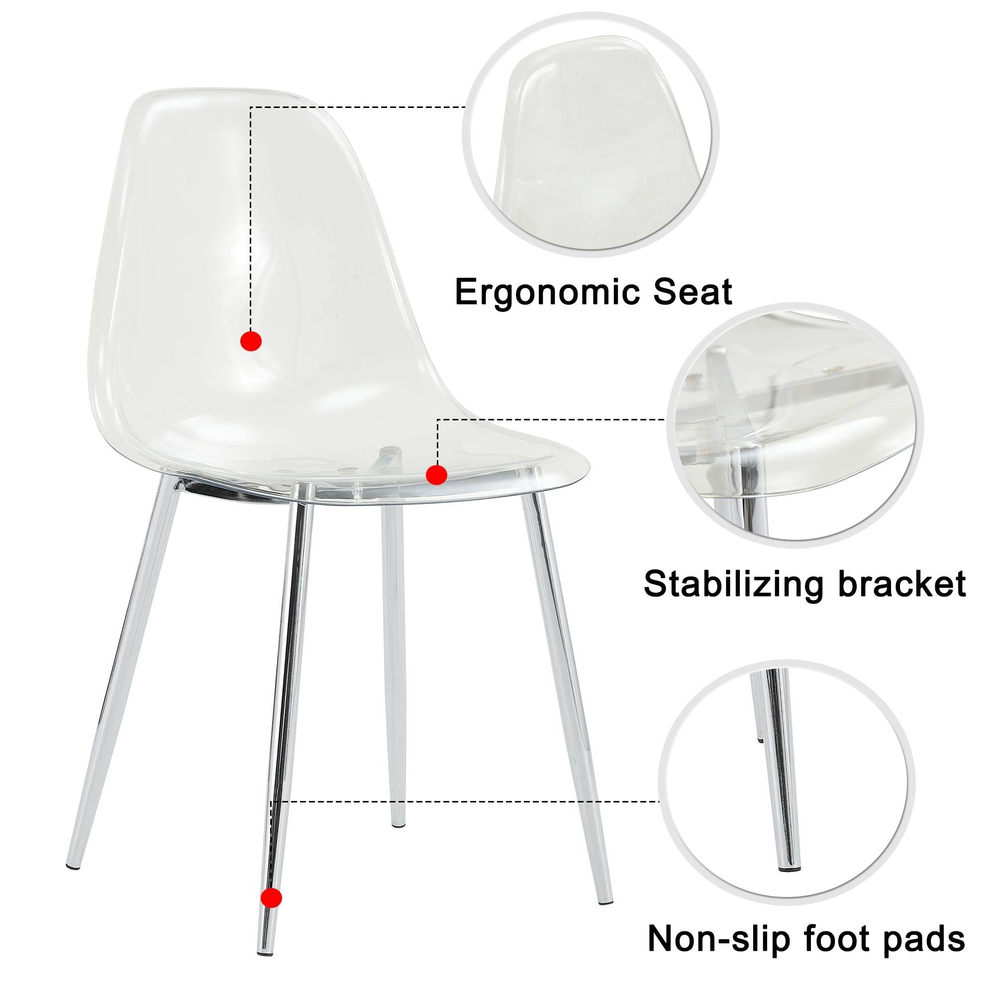 Transparent Dining Chairs, 6 pc Set