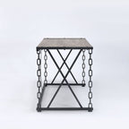 Rustic Oak Desk with Black Metal Chain Legs